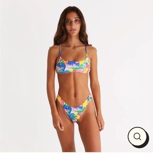 AURELLE HENRI Watercolor Bikini Set Small Bralette High Cut Swim 2 piece